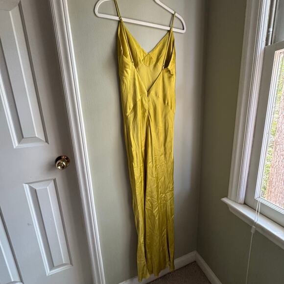 Shona Joy Sofia Spliced Maxi Dress Yellow Charmeuse Formal Slip Revolve Sz 6 - Picture 7 of 9